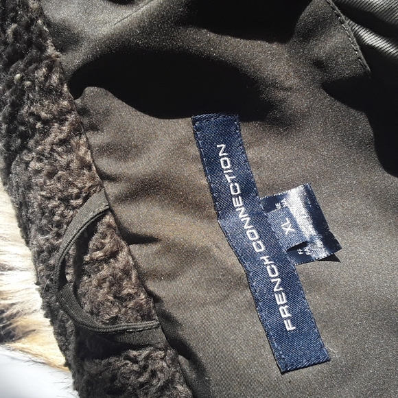 french connection parka faux fur trimmed hood, xl - Picture 6 of 6